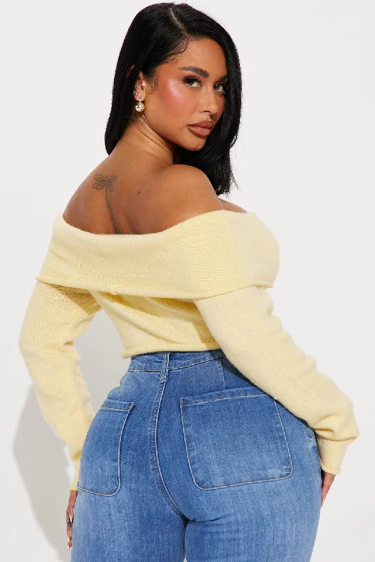 Only One Off Shoulder Sweater - Yellow