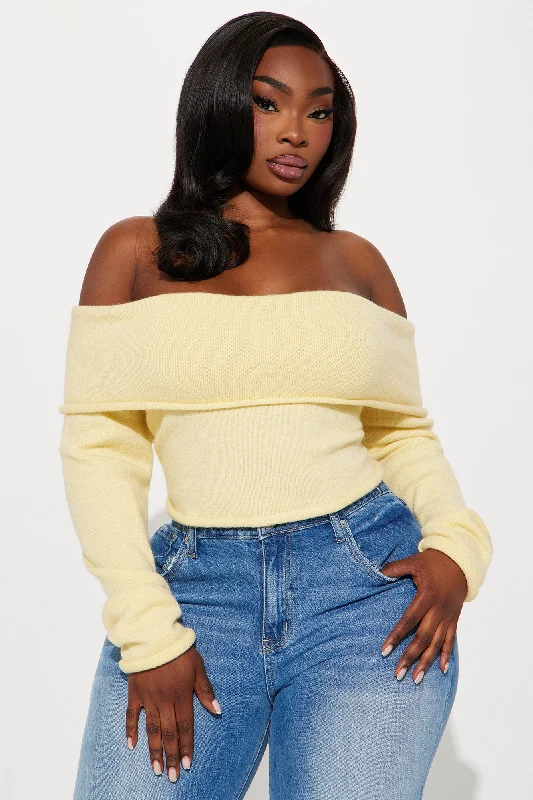 Only One Off Shoulder Sweater - Yellow