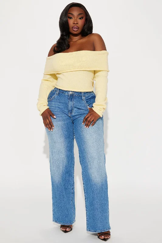 Only One Off Shoulder Sweater - Yellow