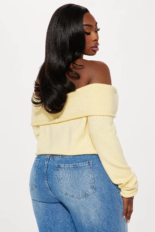 Only One Off Shoulder Sweater - Yellow