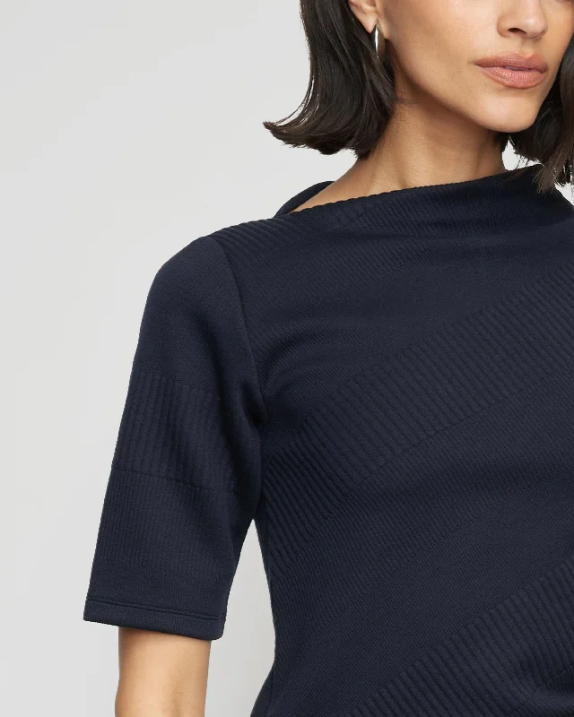 Pauline Ribbed Asymmetric-Neck Top