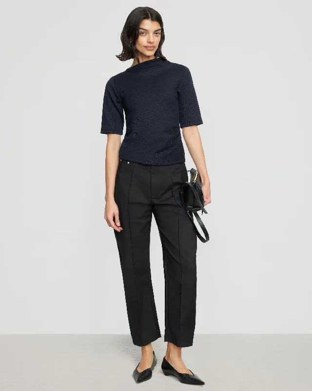 Pauline Ribbed Asymmetric-Neck Top