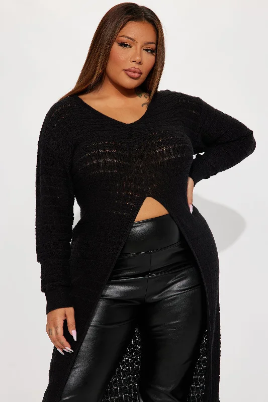 The Brightside Maxi Sweater Top - Black