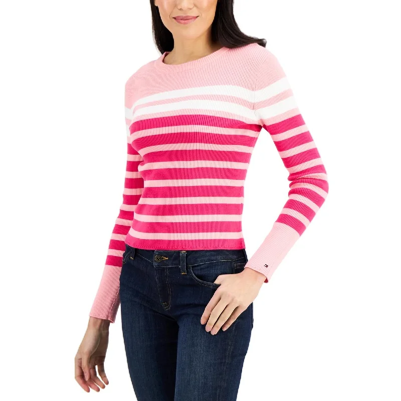 Tommy Hilfiger Womens Ribbed Striped Crewneck Sweater