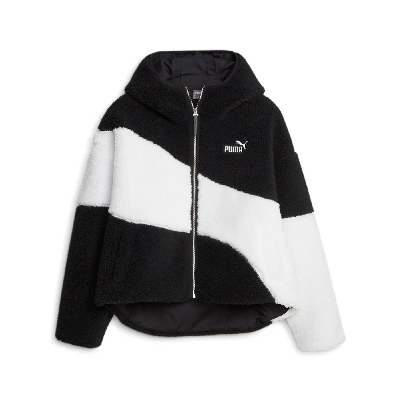 Puma Giubbino orsacchiotto con cappuccio Sherpa 675370-01 nero-bianco