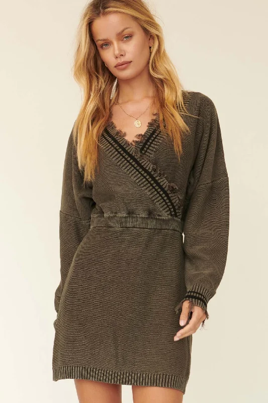 Match Point Distressed Varsity Sweater Dress