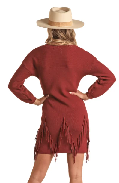 Rock & Roll Cowgirl Fringe Sweater Dress