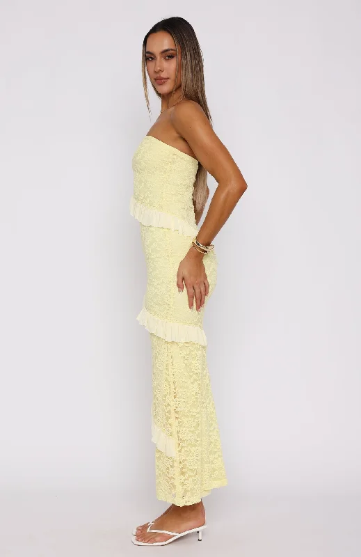 She's A Masterpiece Lace Maxi Dress Lemon