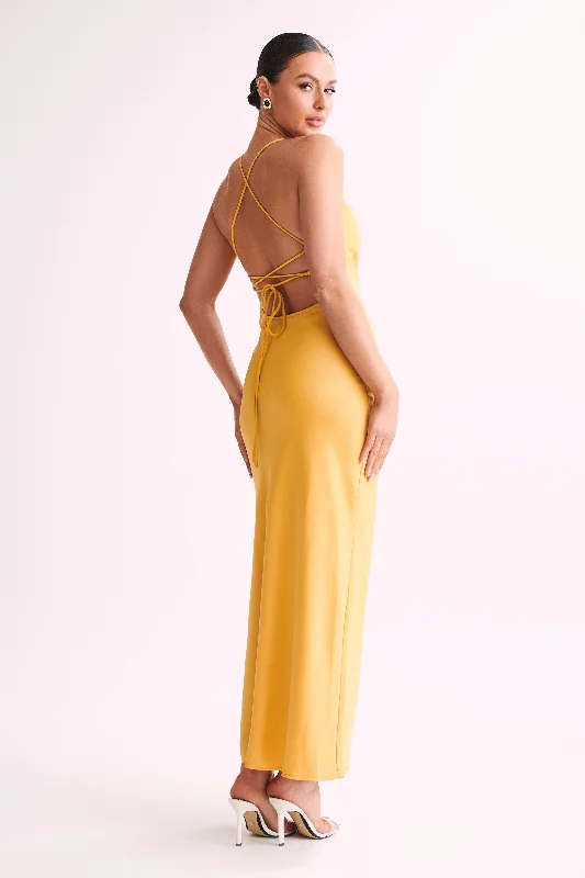 Sydney Straight Neck Slip Maxi Dress - Yellow