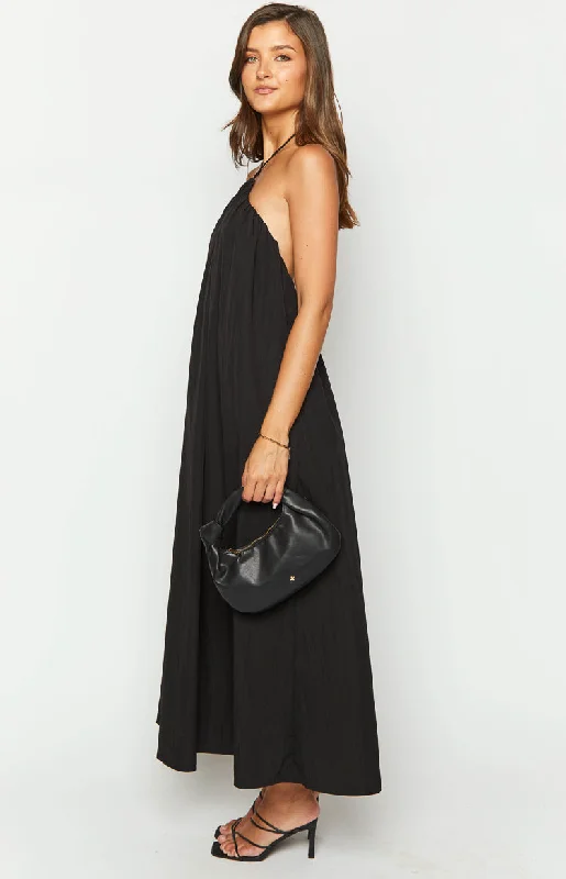 Ziggy Black Halter Neck Maxi Dress