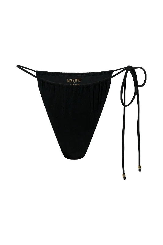 Andie Recycled Nylon Ruched String Side Bikini Brief - Black