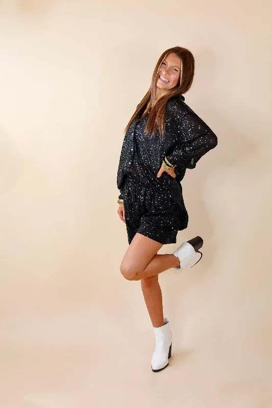 Little Miss Perfect Sequin Shorts in Black