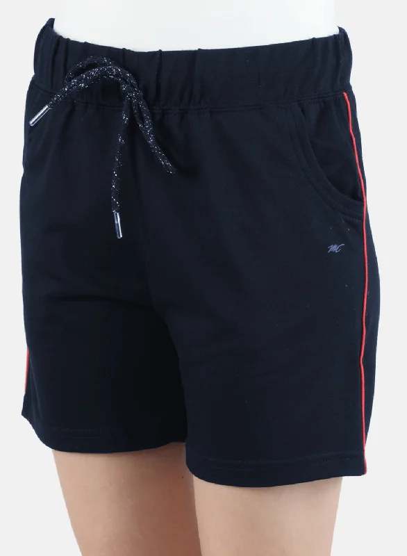 Women Navy Blue Plain Short