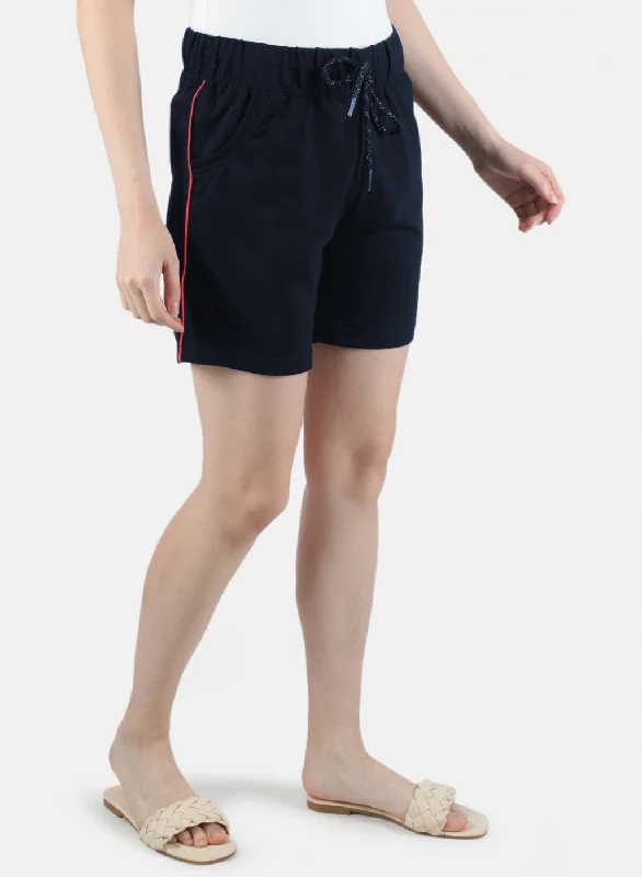 Women Navy Blue Plain Short