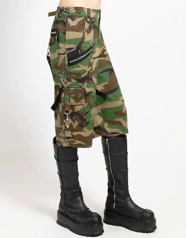 UNISEX Green Camouflage Punk Shorts