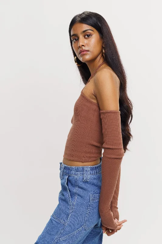 Brown Mock Sleeves Top