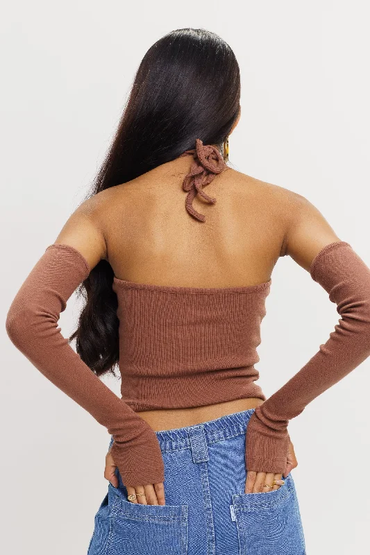 Brown Mock Sleeves Top