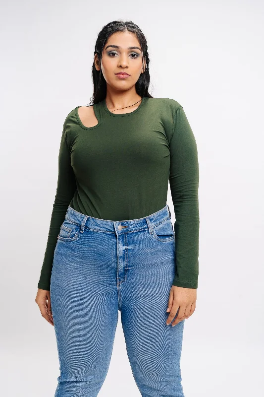 Olive Cut Shoulder Top