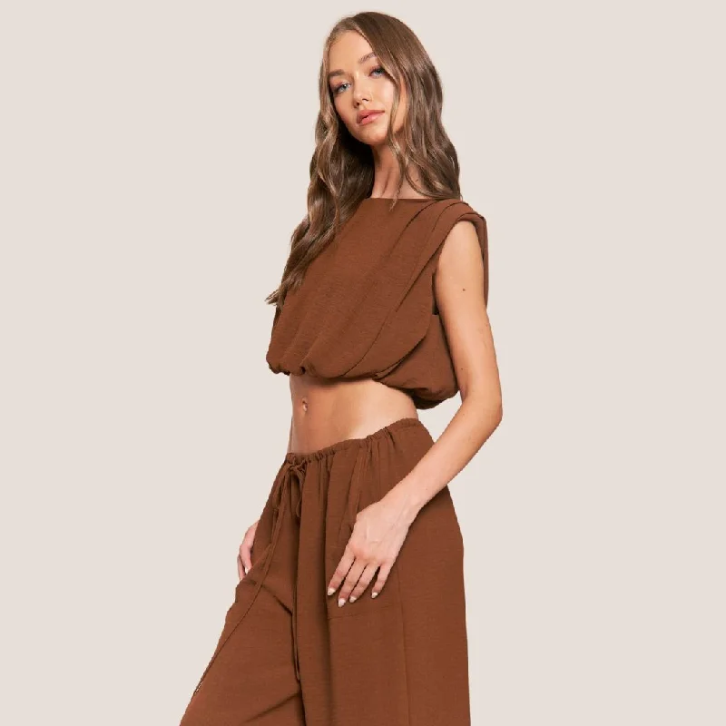 Sleeveless Crop Top (Dark Brown)