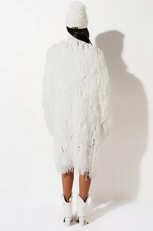 FOREVER TOGETHER FRINGE CARDIGAN WHITE