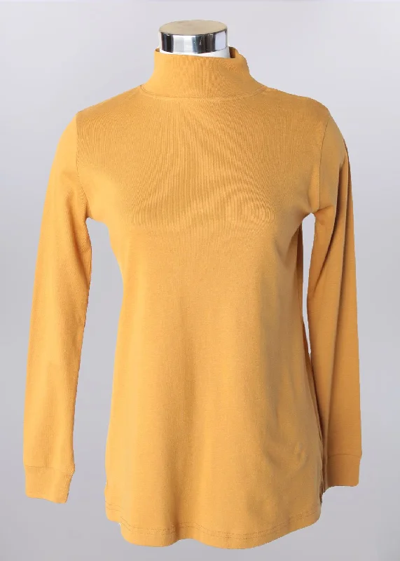 'Keren Hart' Women's Mock Neck Knit Top - Mustard