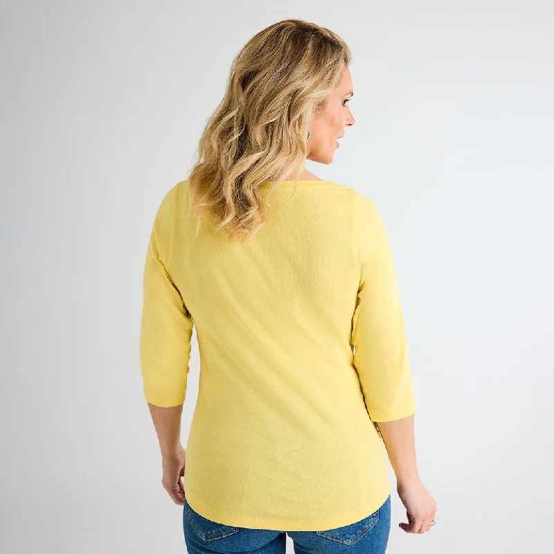 Ladies Lemon Drop 3/4 Sleeve Slash Neck Top