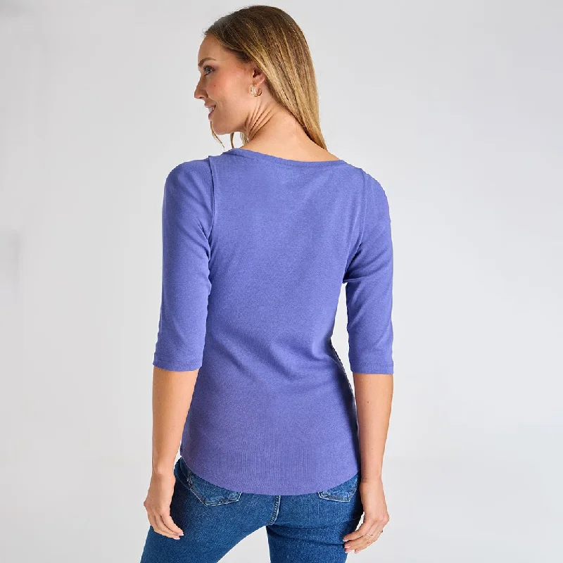 Ladies Marlin 3/4 Sleeve Slash Neck Top