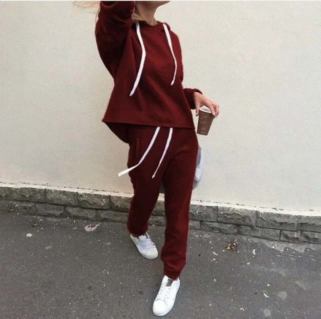 Wine Red 2Pcs Suit / M