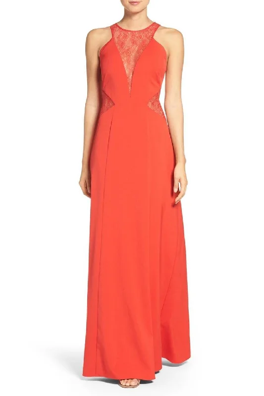 Aidan Mattox - Lace Overlaid Cutout Halter Gown 151A13140SC