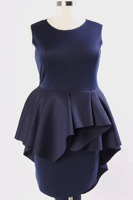 Antoinette Peplum Dress - Navy