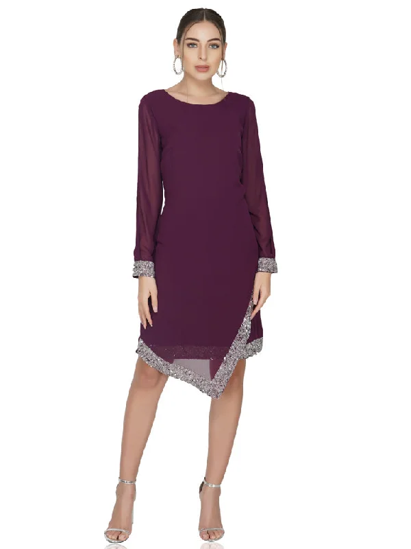 Attic Curves Asymmetric Hem Cold Sleeve Dress