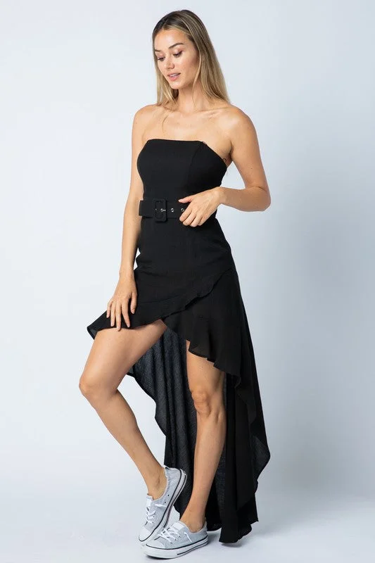 Black High Low Tube Dress