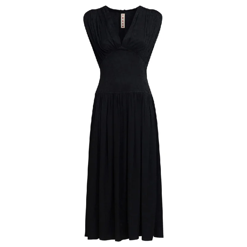 BLACK SILK JACQUARD DRESS