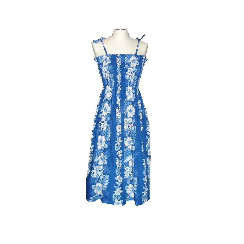 Blue Hibiscus Tube Top Hawaiian Dress