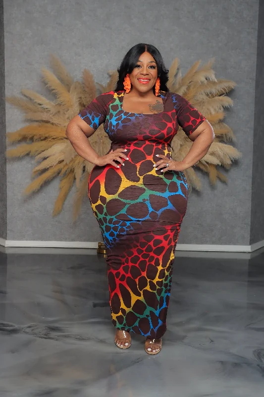 Brown Spotting Drama Dress