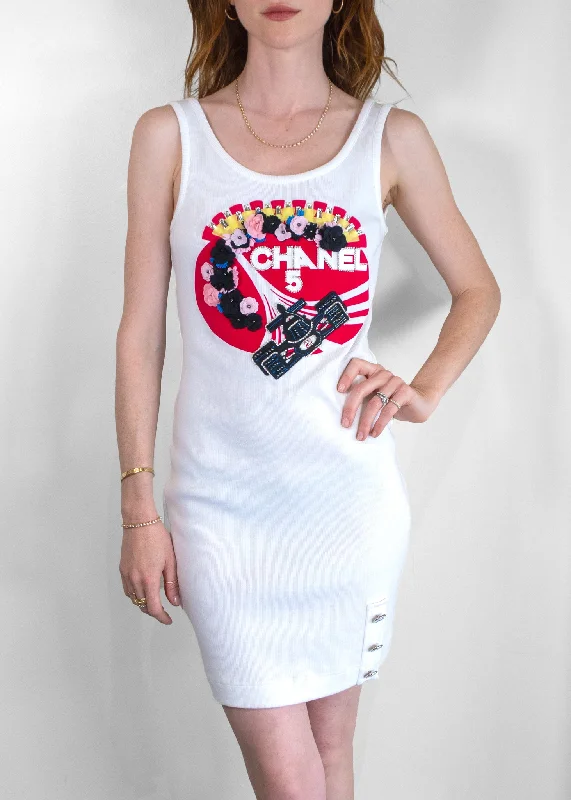 Chanel Embellished Formula 1-Inspired Fitted Dress