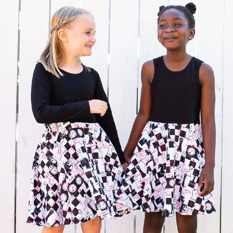 "Game Changer" Chess Strategy Twirly Play Dress with Pockets