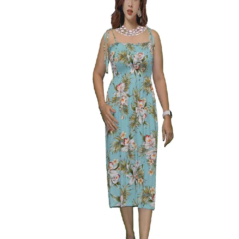 Classic Orchid Green Smocked Hawaiian Dress