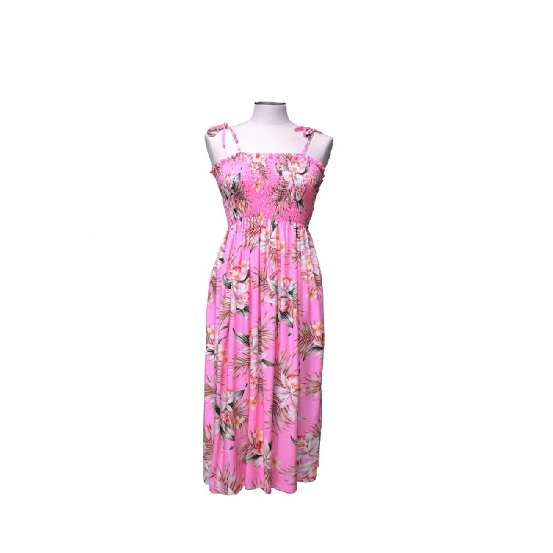 Classic Orchid Pink Smocked Hawaiian Dress