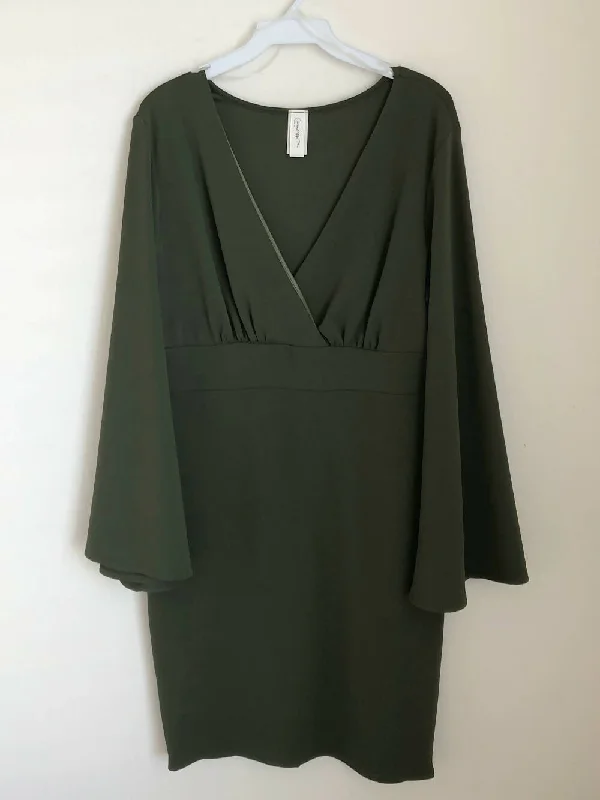 Deep V neck flow sleeve dress
