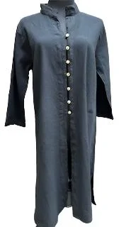 Dress Button Front 3/4 Sleeve Black Women's L0033