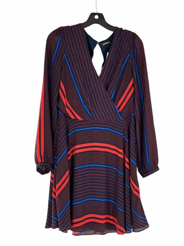 Express Size M Navy Red Stripes Dress