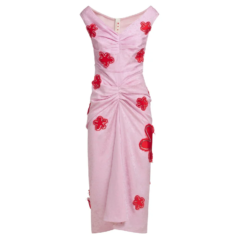 FLOWER PATCH SILK DRESS