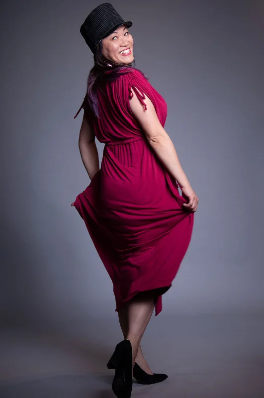 Gathered Tie Dress - Fuchsia