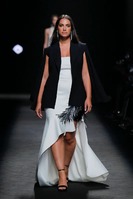 High-low dress with vest