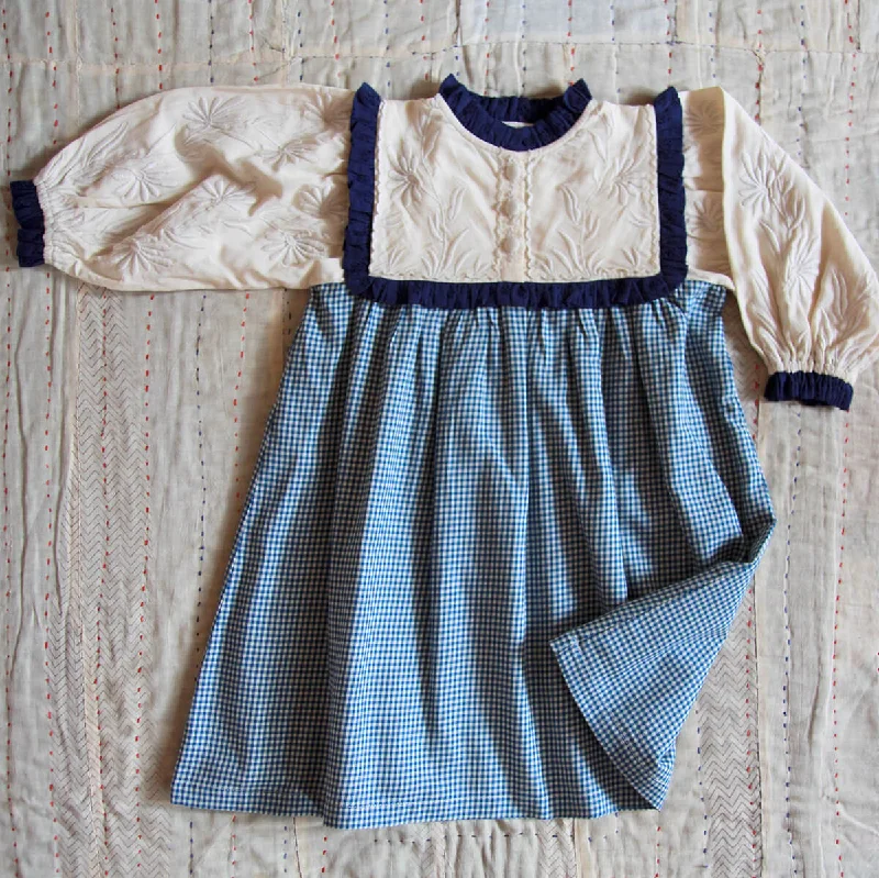 Ines Dress in Blue Vichy Check by Bonjour