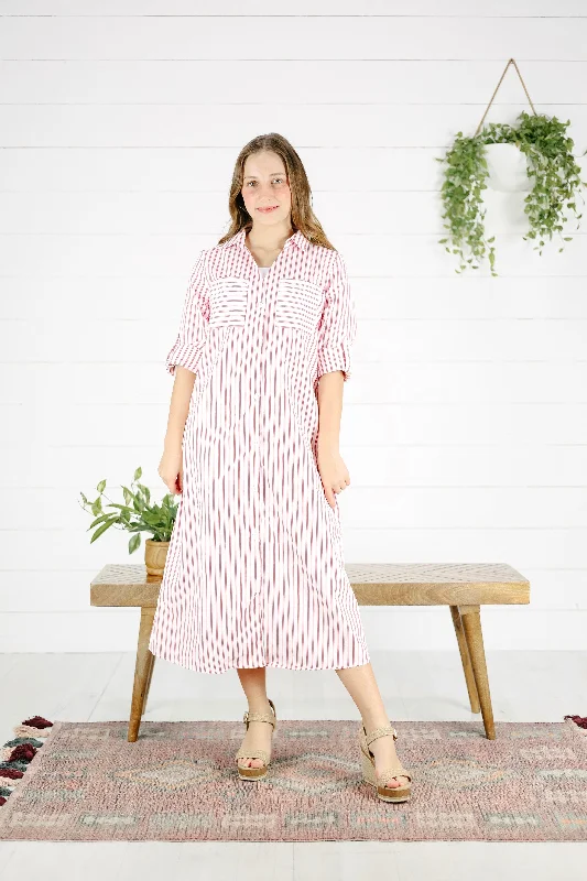 Joelle Stripe Dress - Red