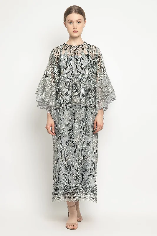 Zivana Dress in Flowery Blue Grey
