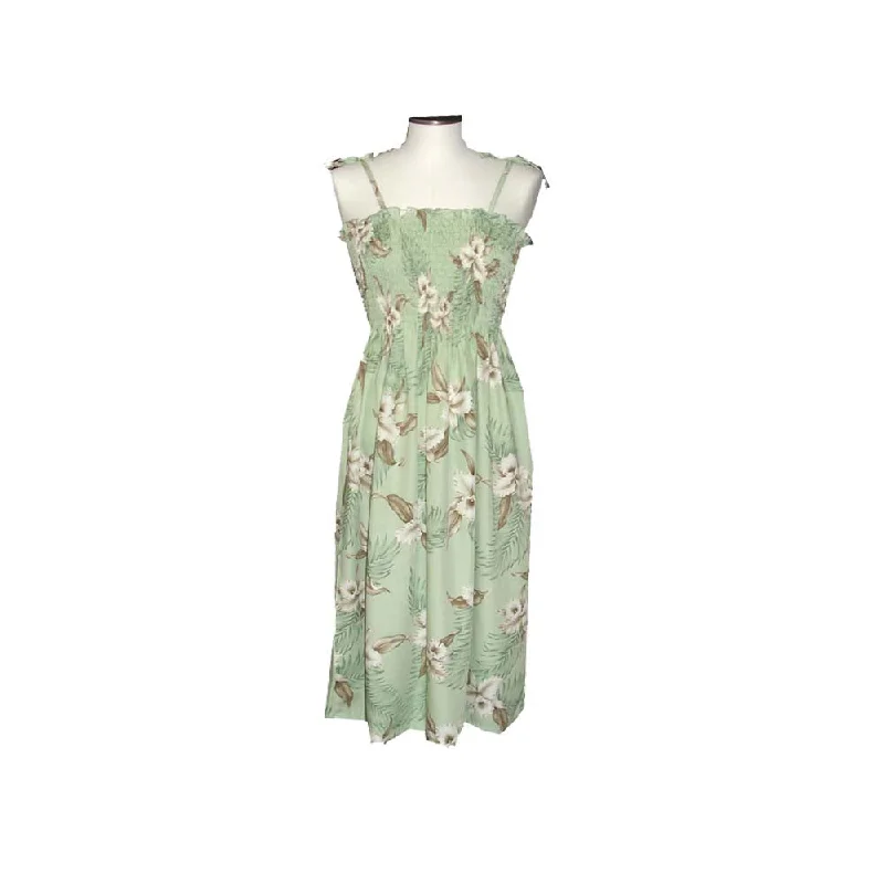 Lulumahu Orchid White Smocked Hawaiian Dress