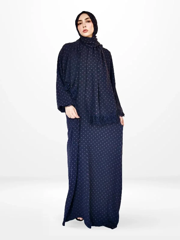 One-Piece Prayer Set Dress & Abaya with attached Hijab - Dotted